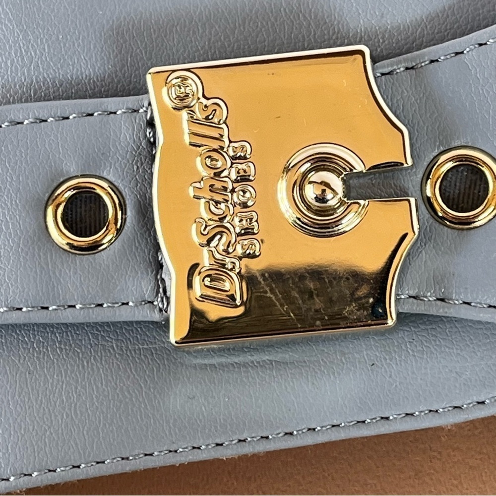 New Dr. Scholl's Island Icon Summer Blue Tan Slide Sandals Gold Buckle Women's 7 - Picture 3 of 7